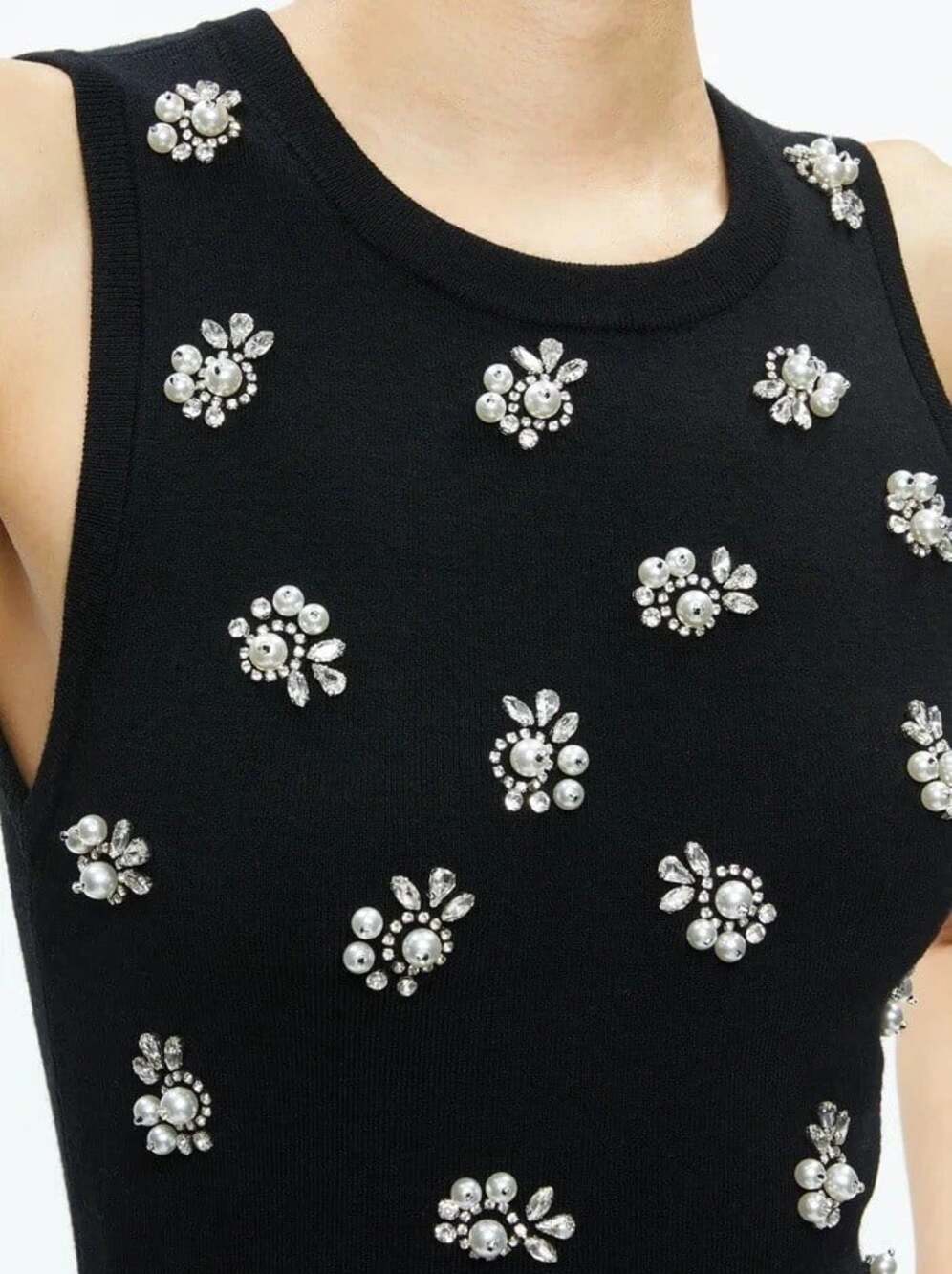 Alice + Olivia Amity Black Embellished Wool Tank Top Small NWT - Picture 3 of 12